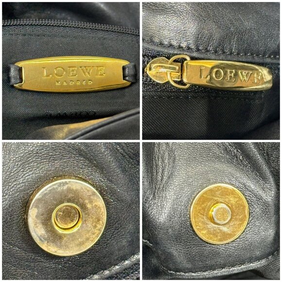 Loewe Flamenco Anagram Shoulder Bag Crossbody Drawstring Nappa Leather Black - Picture 7 of 12